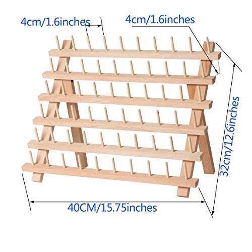 Eiito Premium Beechwood 60-Spool Sewing & Embroidery Thread Rack