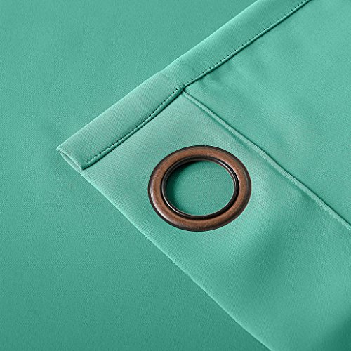 cololeaf Flame Retardant/Resistant Blackout Room Darkening Thermal Insulated Grommet Curtain For Home, Kitchen, Office, Hotel, School, Cinema and Hospital- Turquoise 52W x 96L Inch (1 Panel) - Thumbnail 3
