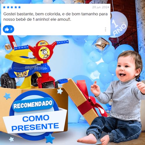 Carrinho de passeio infantil andador bebe didatico de empurrar com pedal haste proteção removivel totoka motoca menina menino velocipede triciclo brinquedo de atividades (Azul)