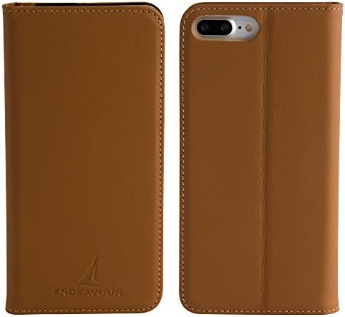 ENDEAVOUR iPhone 7 Wallet Case, Full Grain 100% Leather, Premium Genuine Leather, Magnetic Closure, Saddle Brown, One-Year Limited Warranty