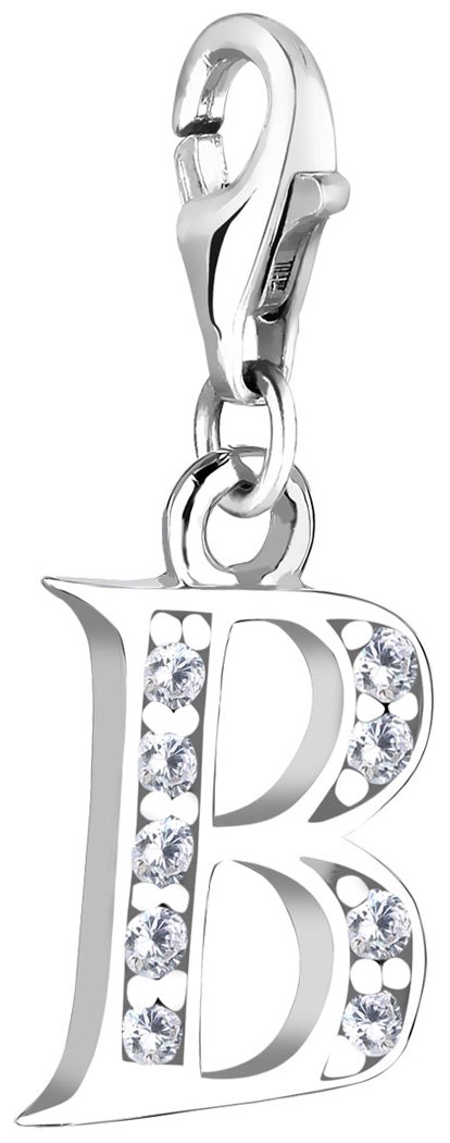 Nenalina Letter B Carabiner Charm Pendant for Charm Bracelet 925 Sterling Silver 712702-019, Sterling Silver, No Gemstone