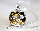 Jolteon Pokeball Necklace // 1 Inch Round Pokemon Eeveelutions Jolteon Flareon Vaporeon Glaceon Espeon Umbreon Leafeon Sylveon // Gift Idea