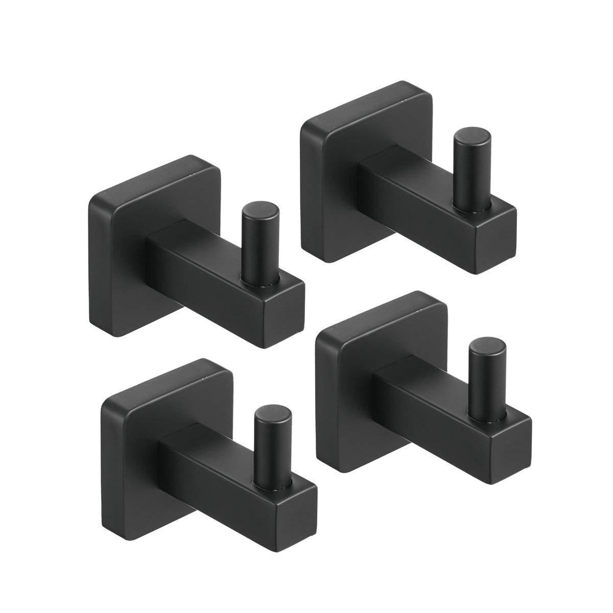 Leekayer Bathroom Towel Hooks for Coat Bathrobe,4 Pack Black Matte Stainless Steel,Hook for Bathroom Kitchen Accessories Robe