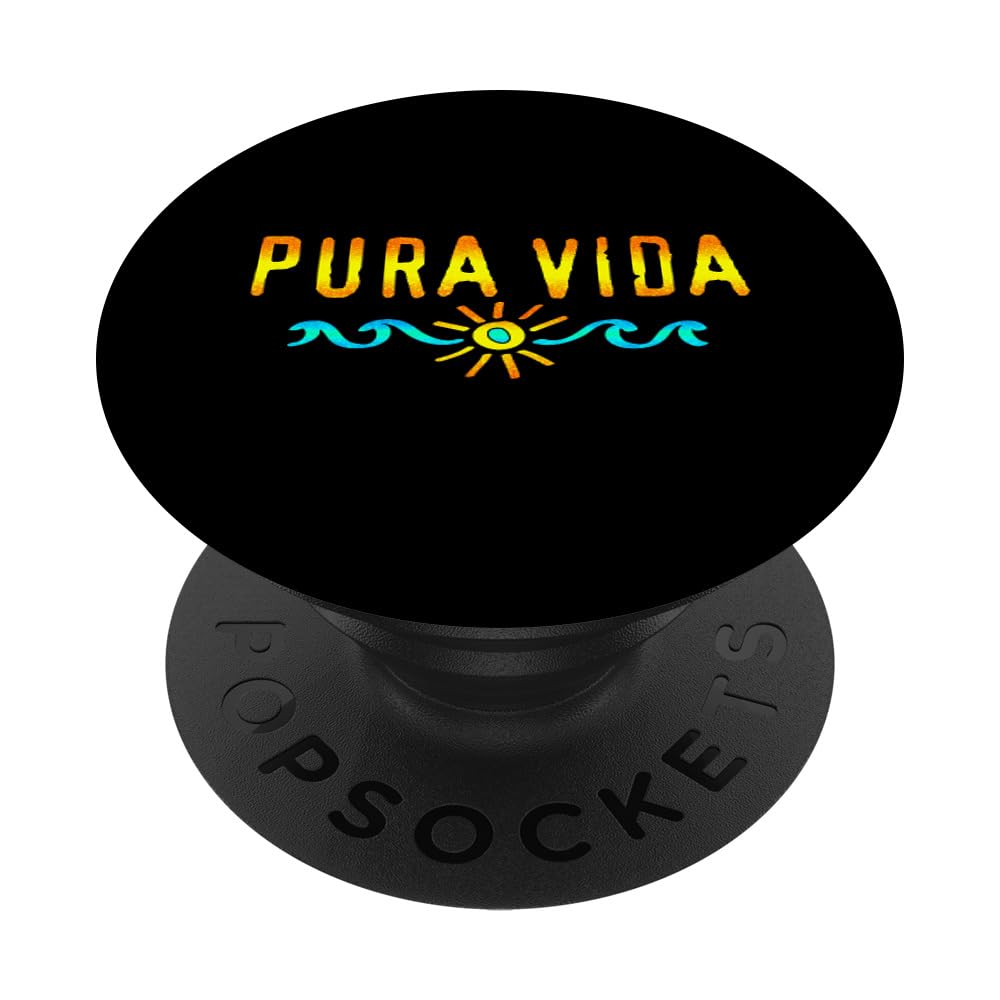 Pura Vida, Costa Rica, wave, sun, happiness, satisfaction PopSockets Adhesive PopGrip