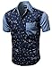 Youstar Men's Patterned Button Down Short Sleeve Shirt