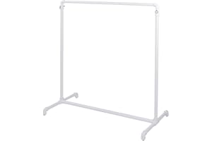 SSWBasics Boutique White Pipe Single Rail Ballet Bar Clothing Rack - 48" W x 23½”D x 48"-72" H