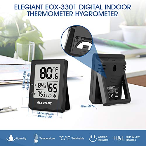 ELEGIANT Digital Hygrometer (2 Pack), Humidity Gauge Mini Indoor