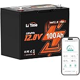 Litime 12V 100Ah LiFePO4 Battery Bluetooth, Group 24 Lithium Battery with 100A BMS & Low Temp Protection, Up to 15000+ Deep C