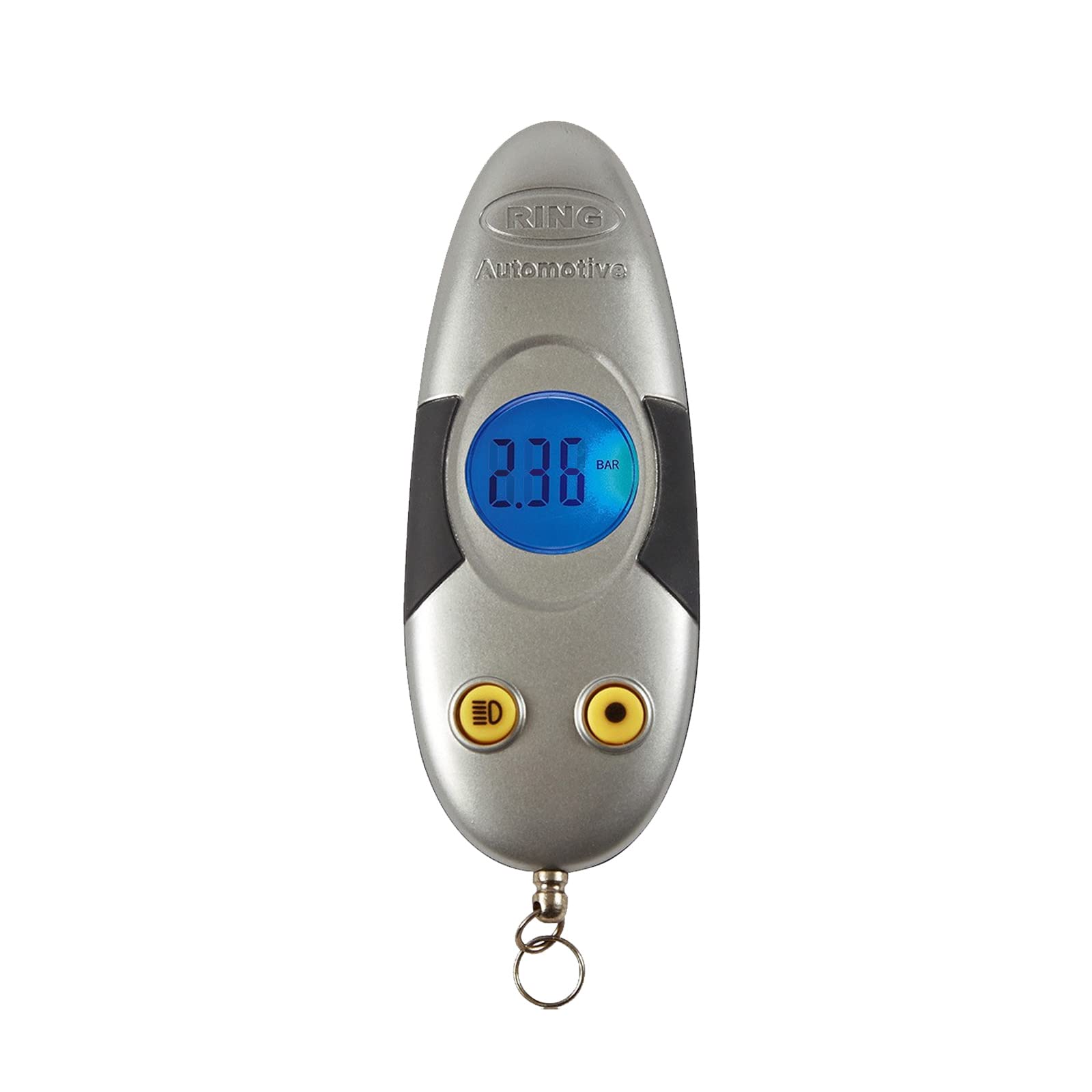 RING Digital Keyring Tyre Pressure Gauge & LED Torch - Shows pressure in PSI, kPA, BAR & kg/cm2