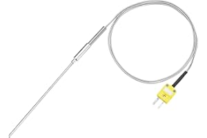MECCANIXITY K Type Thermocouple with Plug, Meter Temperature Sensor Probe -50 to 1100°C(-58 to 2012°F) Stainless Steel, 3x100