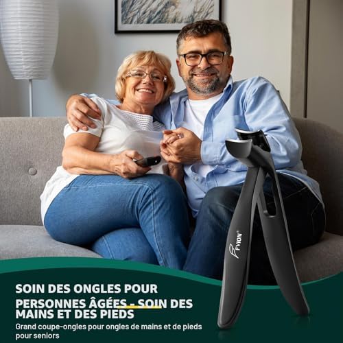 Coupe Ongle à Tête Coudée, Coupe Ongle Pied pour Personnes âgées, Coupe-ongles Professionnel Pour Ongles épais, Grand Coupe Ongles Pieds Avec Récupérateur pour Hommes et Femmes (Noir)