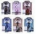 Sunrise Outlet Men's Striped Dress Shirts with Tie & Hanky Set