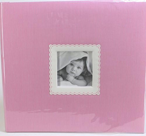 Pink Stripe 12 x 12 Cloth Baby Scrapbook Album with Window