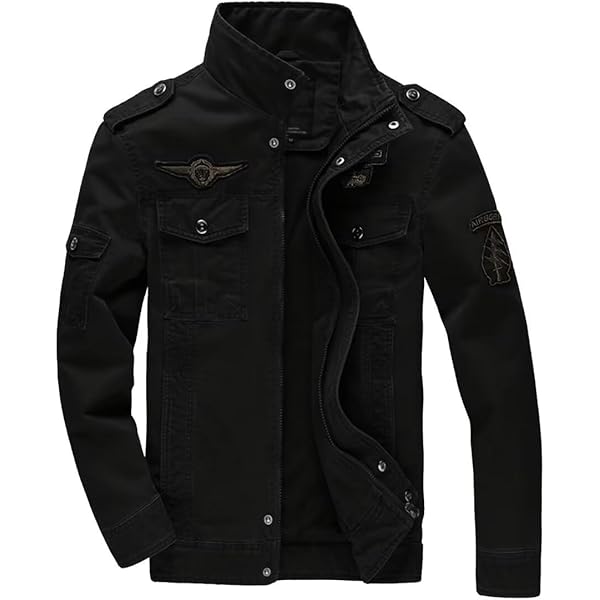 Men Jacket And Coats Autumn Washed Cotton Stand Collar black