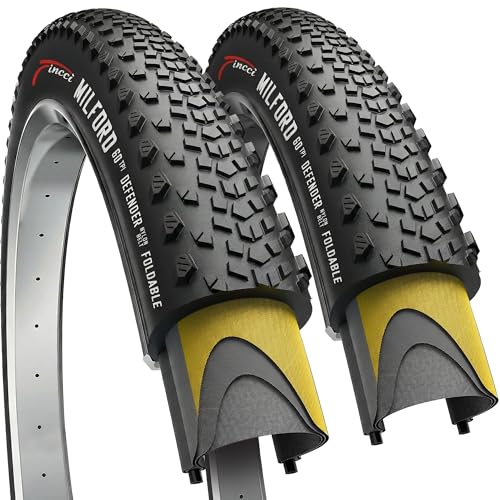 Fincci Gravel 700x40c (42-622) Pair Folding Puncture Protection Nylon 60 TPI Tyres - Pack of 2 Tyres Ideal for Mountain Biking, Gravel and Bike Travel, Grip and Comfort Off Road