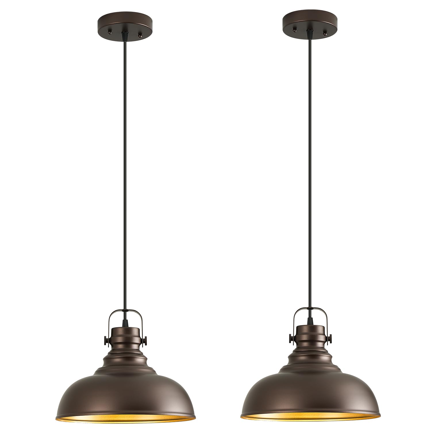 Photo 1 of Refice 2 Packs Farmhouse Pendant Lights, Oil Rubbed Bronze Matte Pendant Lighting for Kitchen Island Industrial Adjustable Height Vintage Dome Hanging Light Fixtures for Barn, Dining Room