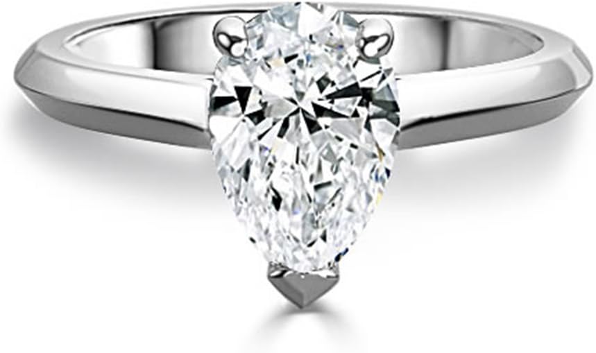 2.50 Ct Pear Moissanite Diamond Engagement Ring 14K White Gold Size J K L M N O P Q R S