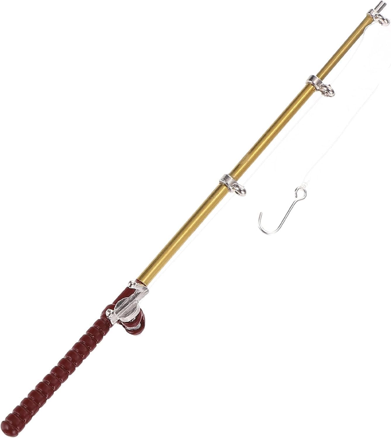 Gold Miniature Fishing Pole, 1/12 Scale Gold Dollhouse Decoration Accessories, Dollhouse Decor for Landscapes and Dioramas