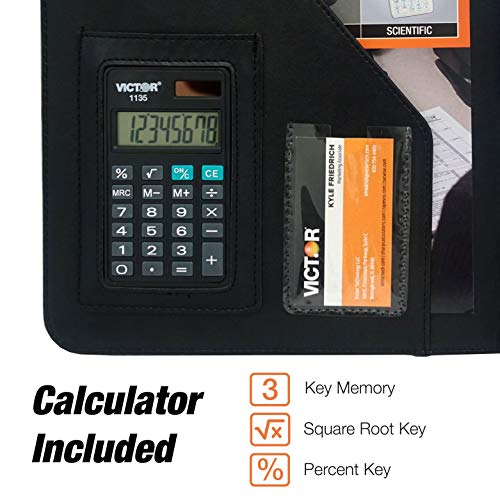 Victor-Deluxe-PadfolioResume-Portfolio-Folder-with-8-Digit-Calculator-Letter-Sized-Writing-Pad-Business-Card-Holder-Full-Width-Storage-Pocket