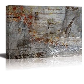 Abstract Piece with Rusty and Grungy Texture Over Silver Rocks - Canvas Art Home Art - 12x18 inches