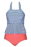 Cupshe Fashion Women's Stripe Printing High-waisted Halter Padding Bikini Two Piece Set