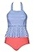 CUPSHE Women's Keeping You Accompained Stripe One-piece Swimsuit Beach Swimwear Bathing Suit (Medium, Blue)