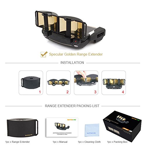 DJI Mavic Pro Mavic Air Spark Accessories for DJI Mavic Pro / Mavic Air / Spark Controller Signal Booster Foldable Signal Extender Transmitter Antenna Range Extender DJI Spark Drone (Gold)