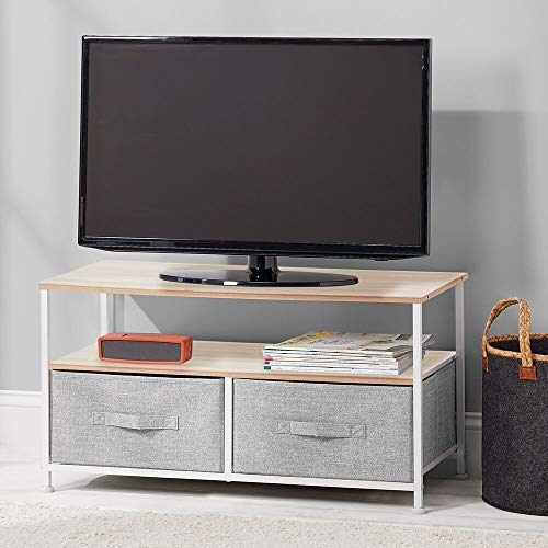 mDesign Fabric Storage TV Stand Organizer Unit Sturdy Steel Frame