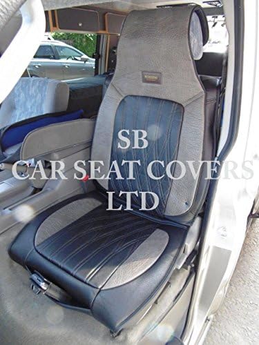 To Fit A Dodge Charger, Car Seat Covers, YS 03 Black and Grey Leatherette Rossini, 2 Fronts