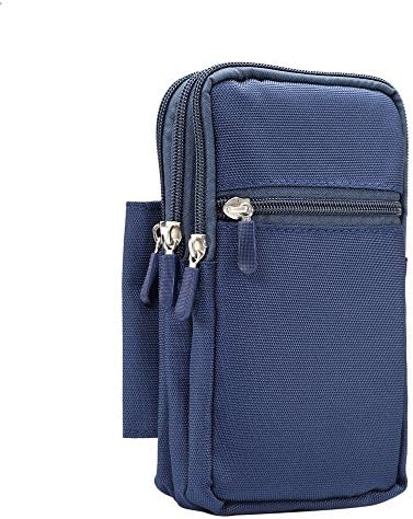 SITCO Universal Heavy Duty Rugged Nylon Canvas Waist Pack Cellphone Case Pouch Vertical Smartphone Holster Case with Belt Clip Hook Loop Wallet Bag for all Phones Tablet under 7inch