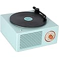KESYOMA Old Fashioned Classic Vinyl Record Player Style Bluetooth Speaker Blue Portable Stereo Sound Cute Look Gift for Girls Bass Enhancement Loud Volume Speaker