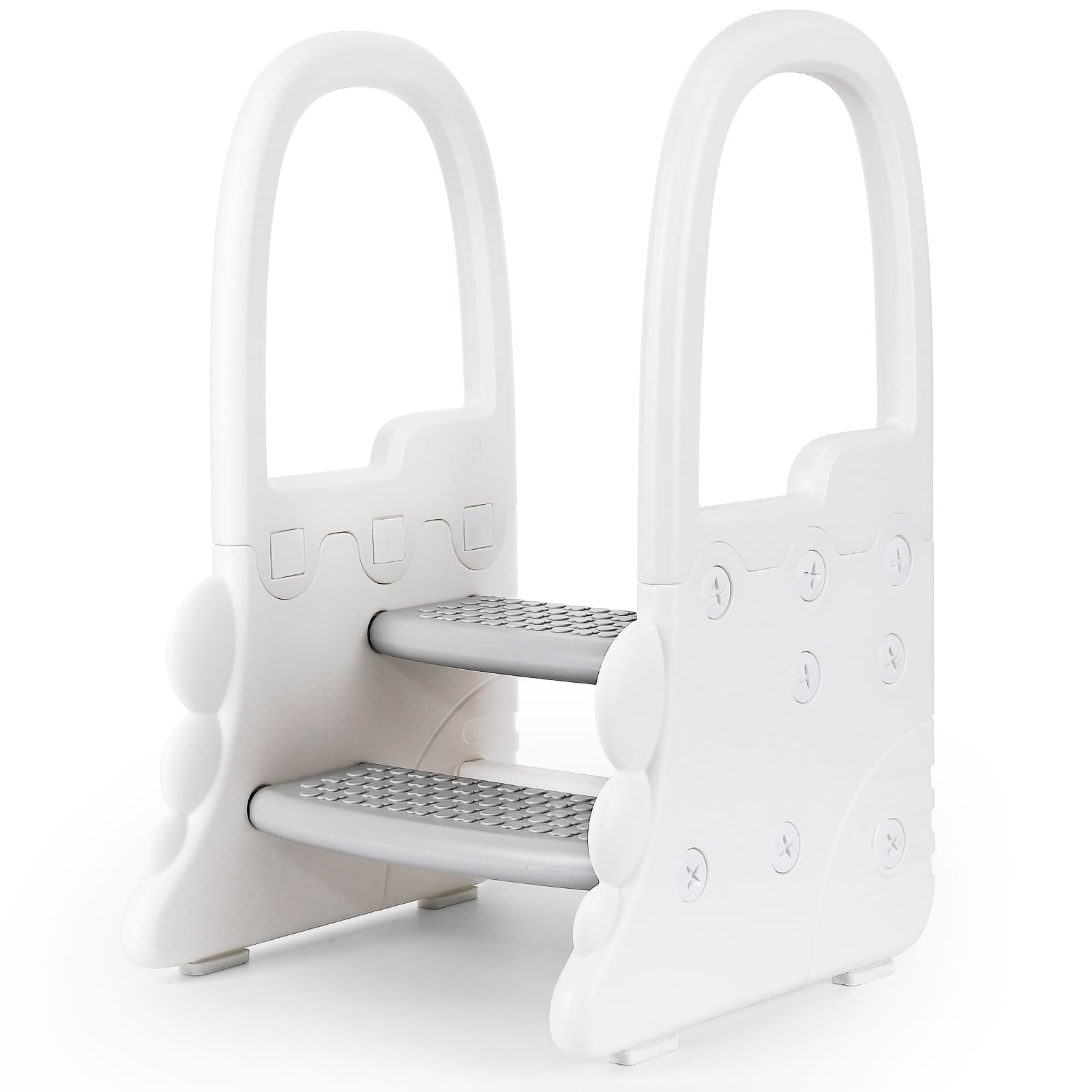 Photo 1 of Step Stool for Kids, Plastic Toddler 2 Step Stools for Bathroom Sink, Toilet Potty Training, Toddler Stepping Kitchen Stool Helper with Handrails (Grey Steps)