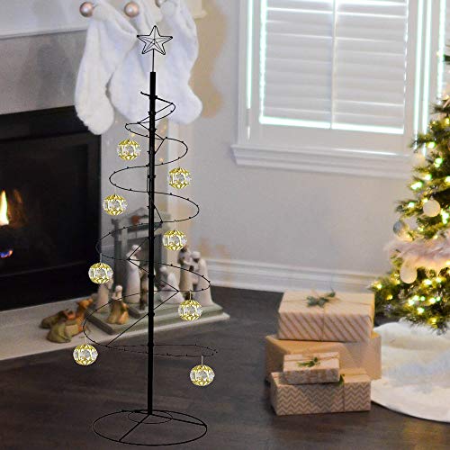HOHIYA 84 Inch Metal Christmas Tree Spiral Wrought Iron Ornament