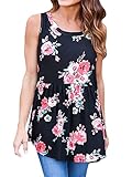 Dearlovers Women Summer Flowy Top Floral Loose Tunic Tank Tops Large Size Black