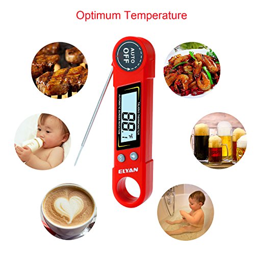ELYAN Kitchen Thermometer Meat Thermometer Cooking Thermometer BBQ Thermometer Report Thermometer Instant Read Thermometer with Blue Backlit LCD Display Voice for Grilling Food Milk Bath Water - Thumbnail 3