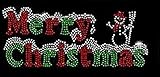 Merry Christmas with Snowman Rhinestone Iron on Transfer