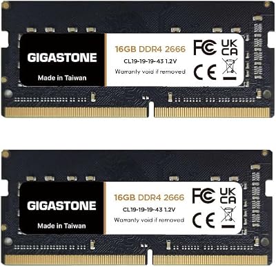 Gigastone 32GB Kit DDR4 SODIMM 2666MHz 2x16GB Non-ECC 260 Pin PC4-21300