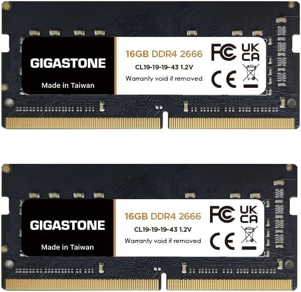 Gigastone 32GB Kit DDR4 SODIMM 2666MHz 2x16GB Non-ECC 260 Pin PC4-21300