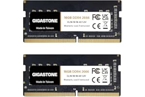 【DDR4 RAM Laptop Only】 GIGASTONE 32GB Kit (2x16GB) DDR4 2666MHz (2400MHz or 2133MHz) PC4-21300 (PC4-19200/17000) CL19 1.2V SO