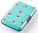 RFID Blocking Wallet Case for Women or Men, Theft Proof Credit Card Holder, Slim Design Fits in Front Pocket (Flamingo Green)