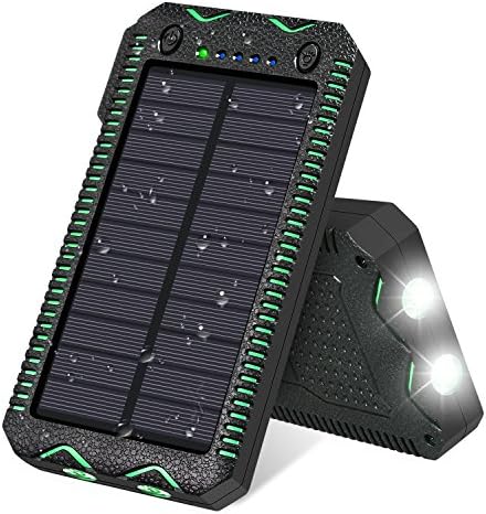 Solar Charger 15500mAh, FEELLE Solar Power Bank Waterproof Battery Pack with Dual LED Flashlight for iPhone,iPad,Samsung, and More Outdoor Activities