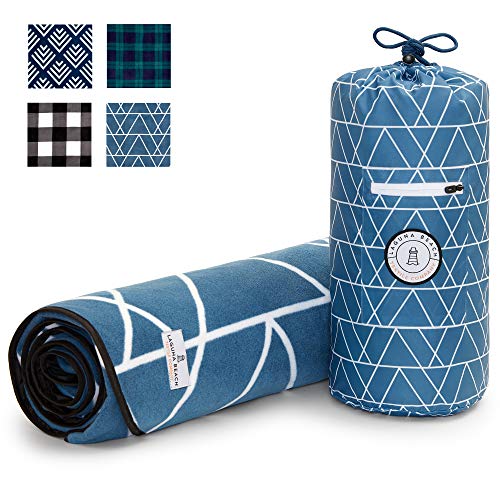 Blue Green Picnic & Outdoor Blanket by Laguna Beach Textile Co | Plush and Water-Resistant Outdoor Mat - Perfect for Camping, Beach, Park and Festivals | Foggy Peaks