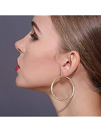 Hoop Earrings for Women, 14k Gold Plated Hoops Earrings Set, Big Loop Earrings for Girls, 2 Pairs(50mm 60mm)