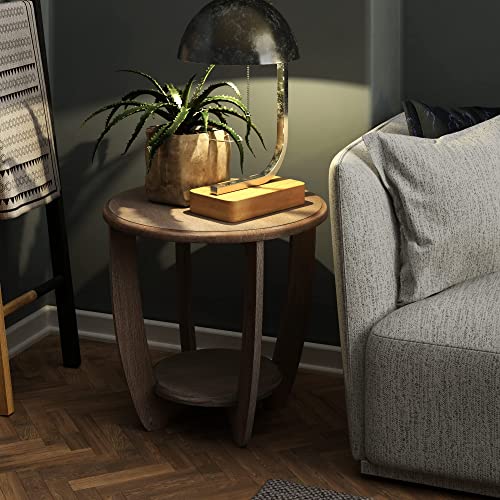 COZAYH Rustic Farmhouse end Table with Storage Shelf, French Country