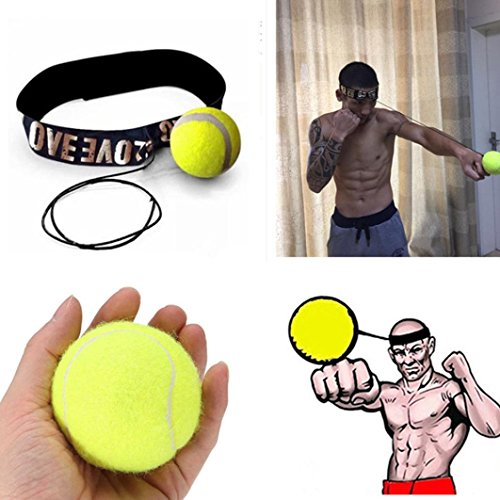 Boxing Reflex Speed Training Ball, VESNIBA Fight Ball With Head Band For Reflex Speed Training Boxing Boxing Punch Exercise (Yellow)