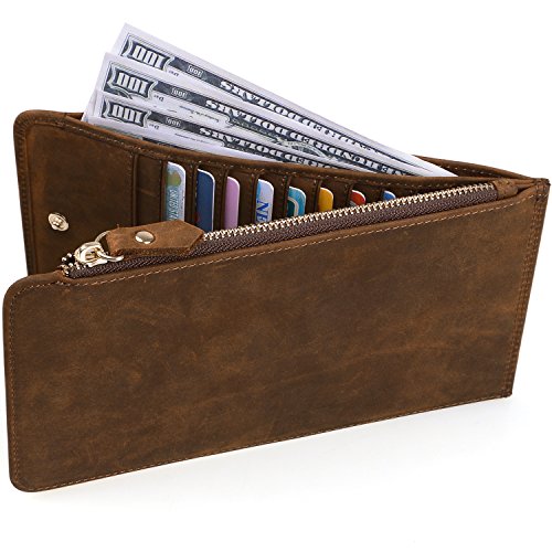 Jack&Chris Leather Multi Card Organizer Wallet Credit Card Holder Thin Wallet with Zipper Pocket,MBNM026