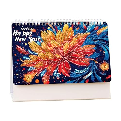 2026 Diamond Art Desk Calendar,DIY Diamond Painting Desk Calendar Kit Digital Tracker,Create Diamond Painting Calendar Relaxing Craft Decor for Gift for Woman (2026-Letter)