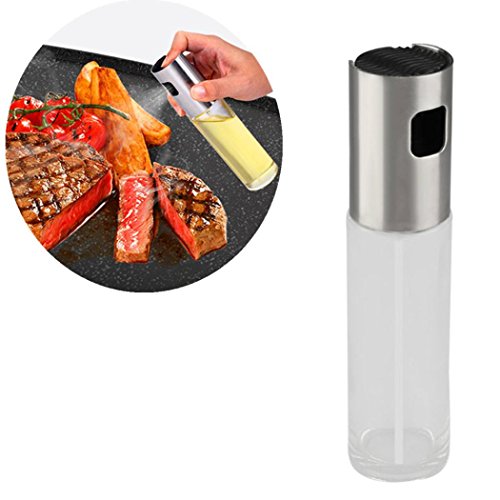 Creazydog Oil Bottle,Oil Spray Bottle Pump Glass Olive Cooking Stainless Steel Pot Leak-proof Drops