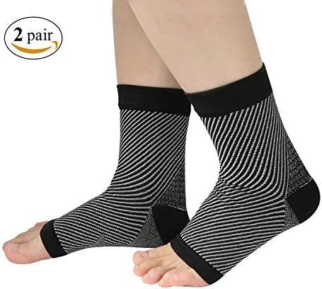 2 Pairs Plantar Fasciitis Compression Socks, GLAREE Foot Sleeves With Heel Arch &amp; Brace Ankle Support, For Man &amp; Women, Support for Running, Hiking, Sports &amp; Everyday Wear M Size
