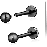 Women Flat Back Ball Stud Earrings Titanium Hypoallergenic Earrings Stud for Sensitive Ears Simple Classic Stud Earring